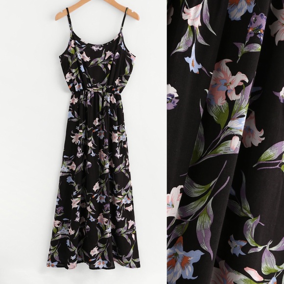 Dresses & Skirts - 🆕🌹black floral Cami maxi dress